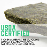 Little Jasmine Roasted Seaweed, USDA Organic Certified, Premium Grade, 50-Full Sheets , Made in USA