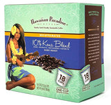 Hawaiian Paradise Coffee 10% Kona Dark Roast Decaffeinated -18 Count Single Serve Cups - Dark & Bold Flavor - Decaf - Compatible with Keurig K-Cup