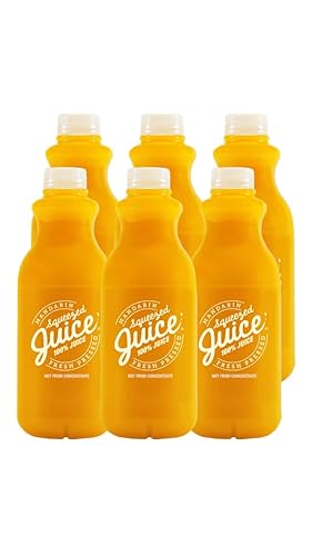 Squeezed Juice 100% Mandarin Juice, 32 fl oz, 6 Pack Bottles | HPP Pasteurized | Not from Concentrate | Fresh Pressed | California Fruit Juice…