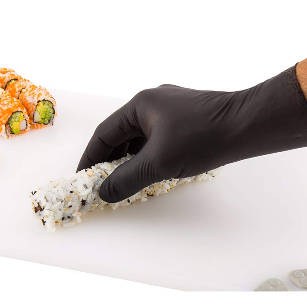 Restaurantware Extra Large Black Nitrile Gloves - Powder-Free Food Safe Gloves: Perfect for Kitchen Housekeeping and Janitorial Use - Disposable