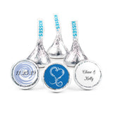 108ct Personalized Swirl Heart DIY Wedding Kiss Stickers (True Blue)