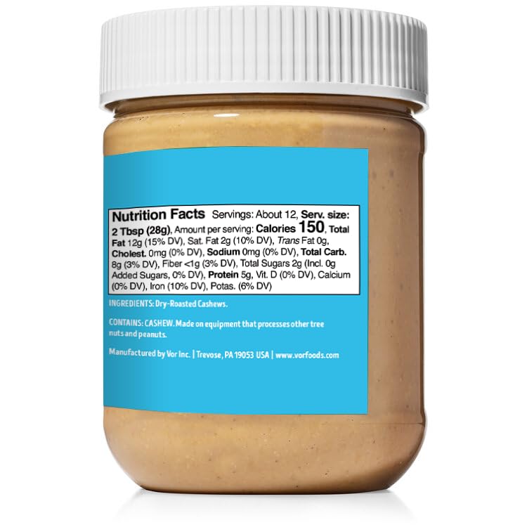 Vör Cashew Butter (12oz) | Single Ingredient | Vegan, Paleo and Keto-Friendly, Gluten-Free