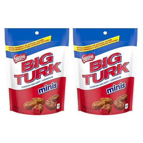 Nestle Big Turk Bites Minis 180g/6.3oz, 2-Pack, Imported from Canada, Low Fat Chocolate Candy with Jelly