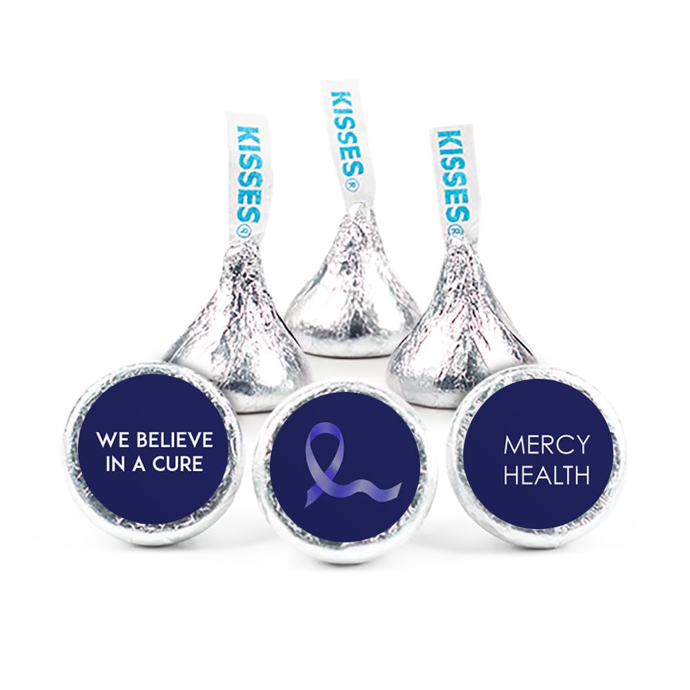 324ct Dark Blue Ribbon Colon Cancer Awareness Custom DIY Kiss Stickers