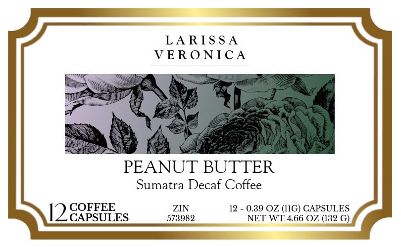 Peanut Butter Sumatra Decaf Coffee (Single Serve K-Cup Pods) (Gourmet, Naturally Flavored, Whole Coffee Beans) (12 pods, ZIN: 573982) - 2 Pack