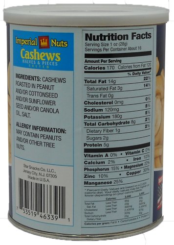 Imperial Nuts Cashew Halves and pieces, 16-Ounce