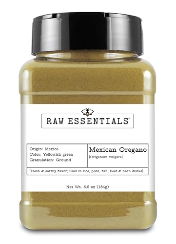 Raw Essentials Mexican Oregano Ground | Fresh & Earthy Flavor Used in Rice, Pork, Beef, & Veggie Dishes | Non-GMO, Gluten Free, Paleo, & Vegan | 6.5