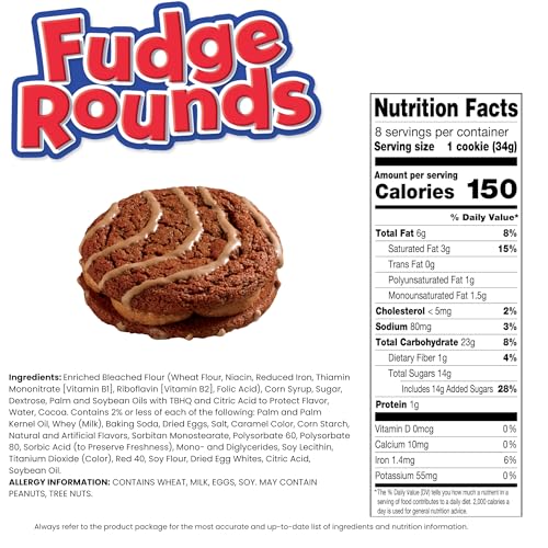 Little Debbie Fudge Rounds, 64 Sandwich Cookies (8 Boxes)