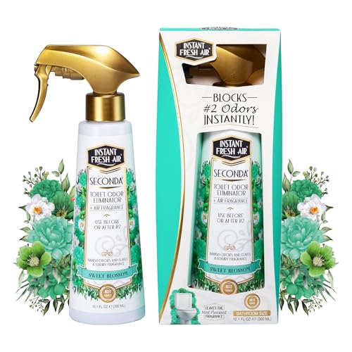 Instant Fresh Air Seconda Premium Toilet Spray - Bathroom Air Freshener & Toilet Bowl Odor Eliminator - For Home, Business, School - Bathroom