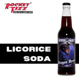 Rocket Fizz Gross Gus Dragon Drool Black Licorice Soda Flavor | Cane Sugar | Craft Soda Pop Drinks | 12 oz in Glass Bottle (Single Bottle)
