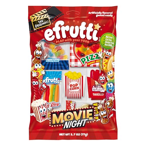 efrutti Movie Night, Assorted Fruity Sweet & Sour Gummy Candy, 2.7 oz Bag