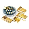Trendables 120 Pack Disposable Dinnerware & Cutlery Combo Floral Brush Design Plates Includes: 20 10.25 in. Large Dinner Plates + 20 8" Dessert Plates