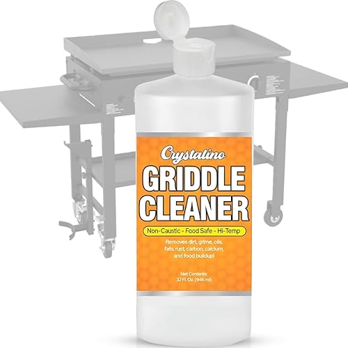 Crystalino Flat Top Grill Cleaner (32 Fl Oz), Removes Grease, Rust, Fats, Carbon, and Calcium, Griddle Cleaning Kit, Use on Stainless Steel as Wolf