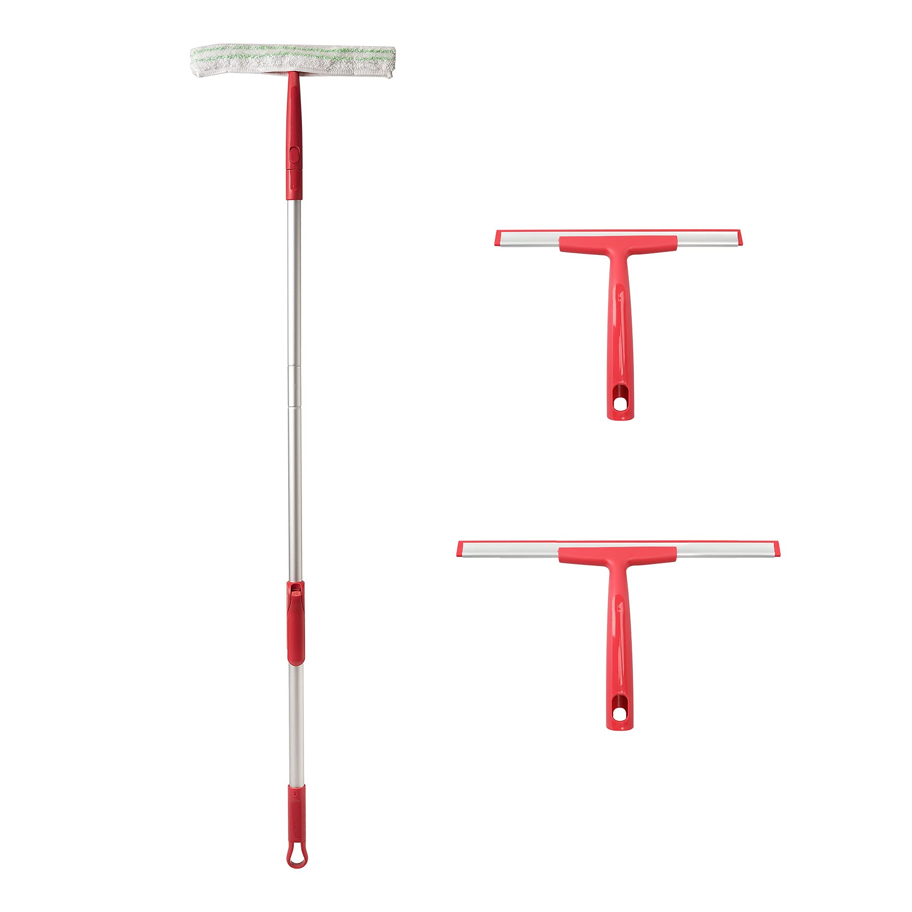 CLEANHOME Window Squeegee Outdoor Window Cleaner Cleaning Tools with 54 in Telescopic Aluminum Long Handle for Shower Doors, Bathroom, Windows
