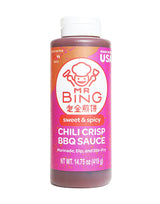 Mr Bing Sweet & Spicy Chili Crisp BBQ Sauce, 14.75 oz, Marinade Dip and Stir-Fry Sauce, Made in USA, Gluten-Free, MSG Free (Pack of 1)