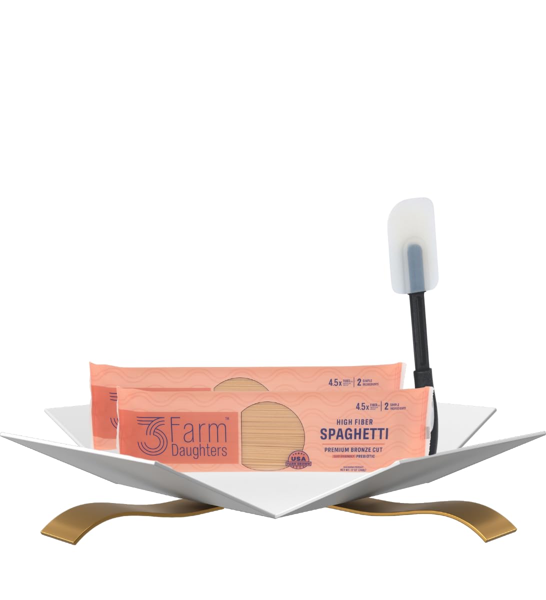 2x High Fiber Pasta Spaghetti 12 oz Bundle with Spatula - Enriched Wheat and Semolina Noodles for Balanced Meals with Heat-Resistant Silicone Spatula