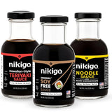 NIKIGO Soy Free Sauces Variety Pack - Original Soy Free Sauce, Hawaiian-Style Teriyaki Sauce, Noodle Sauce & Broth Concentrate - Premium Soy Sauce