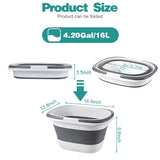 4.2 Gal(16L) Large Collapsible Plastic Bucket with Handle for House Cleaning, Space Saving Outdoor Multiuse Foldable Water Pail/Sink