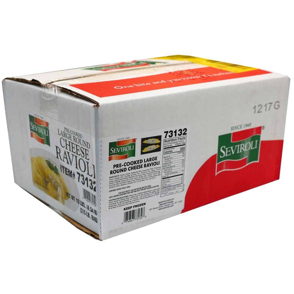 Seviroli Foods Large Round Cheese Ravioli Pasta, 5 Pound -- 2 per case.