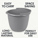 10 Qt. Spout Pail 2 Pack - Classic Titanium Plastic Utility Bucket with Comfortable Handle, Durable Multi-Purpose Pail for Household Cleaning
