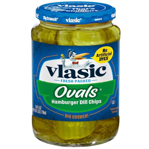 Vlasic Ovals Hamburger Dill Pickle Chips, Keto Friendly, 24 FL OZ
