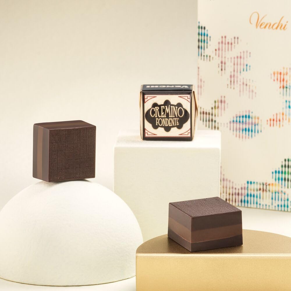 Venchi - Murrine Gift Box with 25 Cremino Extra Dark Chocolates, with Mediterranean Almond Paste and Creamy Piedmont Hazelnut Gianduja Chocolate