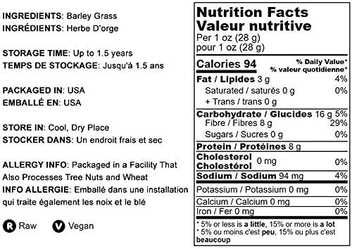 Food to Live Barley Powder, 1 Pound - Ground Whole Raw Dried Young Leaves, Fine Milled, Kosher, Vegan Superfood, Rich in Fiber, Protein. for Juices