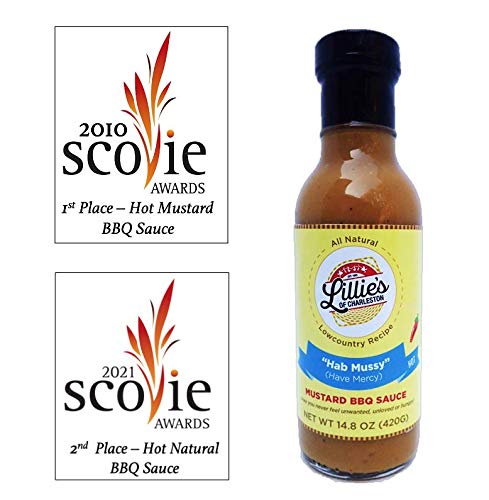 Lillie's of Charleston Hab Mussy Hot Mustard BBQ Sauce | Award Winning | Natural, No Preservatives, Vegan | Great with Chicken, Pork Ribs