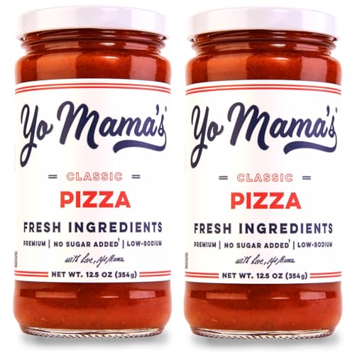 Yo Mama's Foods Keto Classic Pizza Sauce - Pack of (2) - Vegan, No Sugar Added, Low Carb, Low Sodium, Gluten Free, Paleo, and Made with Fresh Non-GMO