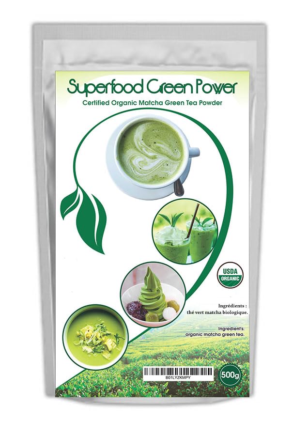 Organic 100% Natural Japanese Matcha Green Tea Powder 500g Bag (1, 500g)