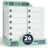 Save Trees Bamboo Facial Tissues -24 Boxes- Bamboo Tissue Boxes, 90 Hypoallergenic Facial Tissues per Box - Unscented, Fragrance-Free, Eco-Friendly