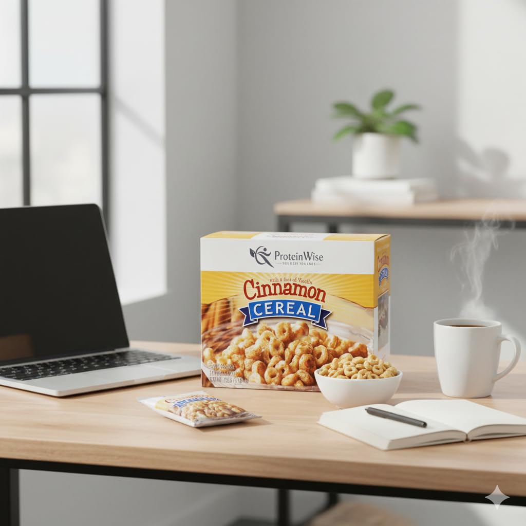 Proteinwise Cinnamon Vanilla Cereal, High Protein, Healthy Cereal, Healthy Diet, Low Carb, Low Calorie, Kosher, 7/Box