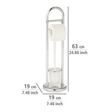 Toilet Paper Stand with Toilet Brush, Toilet Paper Holder Set, Free Standing Toilet Paper Holder, Stainless Steel, White, 7.5 x 7.5 x 24.8 in