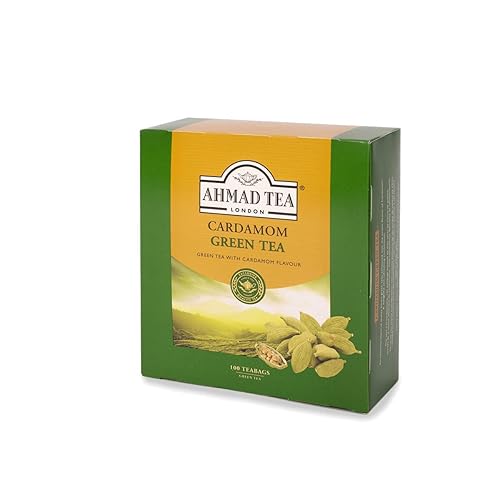 Ahmad Tea Green Tea, Cardamom Teabags, 100 ct (Pack of 1) - Caffeinated & Sugar-Free