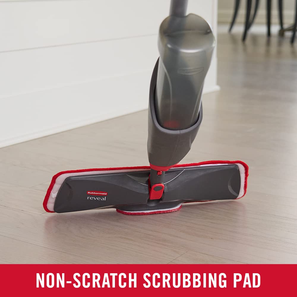 Rubbermaid Reveal Spray Mop Floor Cleaning Kit, 3 Reusable Microfiber Wet Pads, 1 Refillable Bottle, Cordless, Multi-Surface Mopping for All