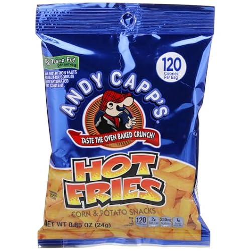 Andy Capp's Hot Fries 0.85oz Bags, Pack of 12, Great for Snacking, School Lunches, and More!