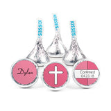 108ct Personalized Confirmation Kiss Stickers - Honeysuckle Pink Cross