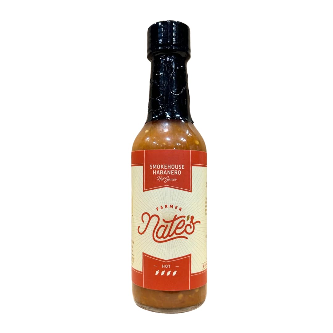 Farmer Nate's Smokehouse Habanero Hot Sauce - Extra Spicy with Habanero, Cayenne, Smoked Salt & Garlic - Bold Southern BBQ-Inspired Flavor