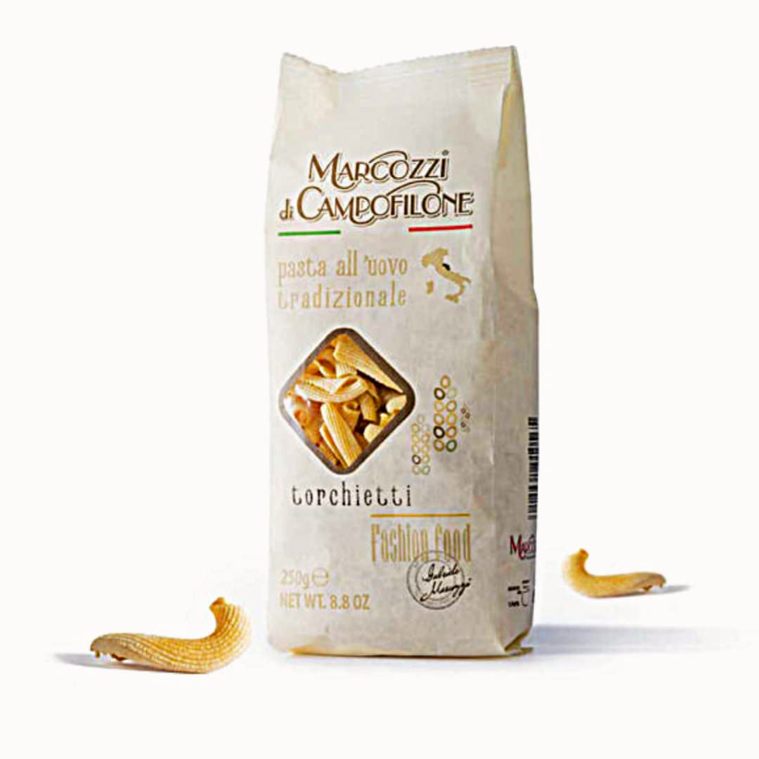 Campofilone Italian Torchietti Egg Pasta | Marcozzi di Campofilone Traditional Dried Egg Pasta Imported from Italy | 8.8oz (250g) | (Pack of 3)