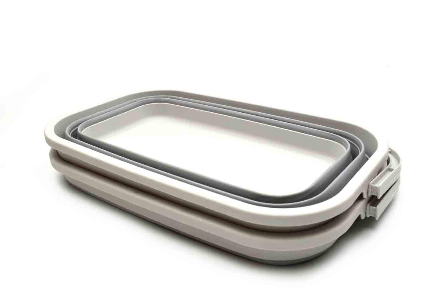 SAMMART Set of 2-11.6L (3.06 Gallon) Collapsible Rectangular Handy Basket/Bucket (Grey, 2)