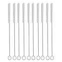 Long Straw Brush Cleaner (10 Pack), Flexible Nylon Tube Cleaning Brushes with 0.4" Bristles, Rust-Proof Stainless Steel Wire Washer for Reusable