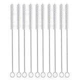 Long Straw Brush Cleaner (10 Pack), Flexible Nylon Tube Cleaning Brushes with 0.4" Bristles, Rust-Proof Stainless Steel Wire Washer for Reusable