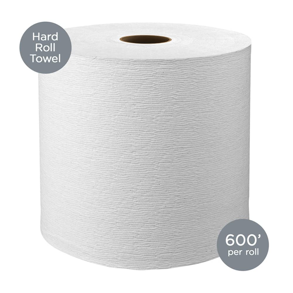 Kimberly-Clark 11090 White Kleenex Hard Roll Towel, 8" W x 600' L (Pack of 6)