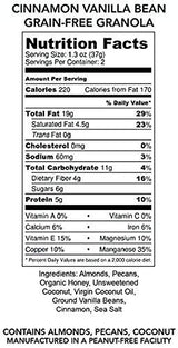 Julie's Real Grain Free Granola - Cinnamon Vanilla Bean - Gluten Free & Low Net Carb - Pack of 4