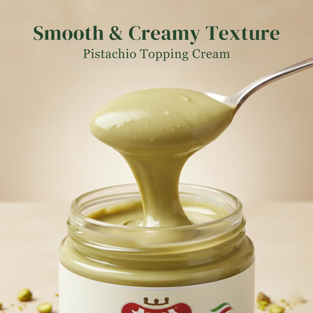 Alma Gourmet Sicilian Pistachio Cream Spread 7.05 oz (200g) - Sweet Pistachio Filling & Topping for Dubai Chocolate & Dessert Recipes, Gourmet Italian