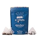 Two Leaves and a Bud Alpine Berry - 15 Naked Tea Sachets, Naturally Caffeine Free, Whole Leaf Herbal Tea in Unwrapped Pyramid Sachets, Resealable Bag
