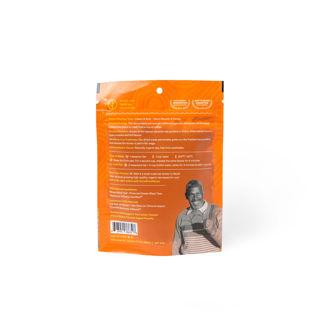 JusTea AFRICAN BREAKFAST | Loose Leaf Black Tea | Recyclable Refill Pouch | 160+ Cups (12.7oz) | High Caffeine | Award-Winning | Fair Trade | Non-GMO