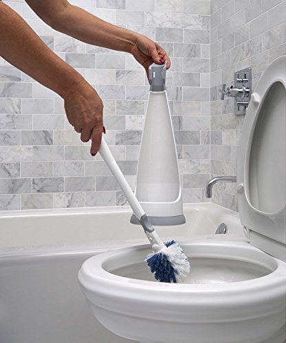 Unger No-Drip Toilet Brush Set, Flexible Neck Scrubber with Portable Carrying Caddy Holder, Discreet Bathroom Cleaning Supplies, Scrub Tough Stains