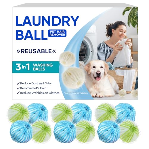 12Pcs Pet Hair Remover for Laundry, Effectively Removes Pet Hair from Bedding and Clothes,Reusable Washing Machine Hair Catcher