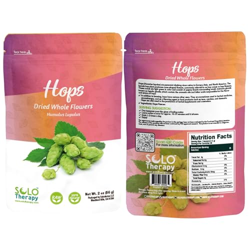 Hops Flowers 2 oz, Hops Flowers Dried, Resealable Bag, Dried Humulus lupulus Loose Tea, Hops Tea